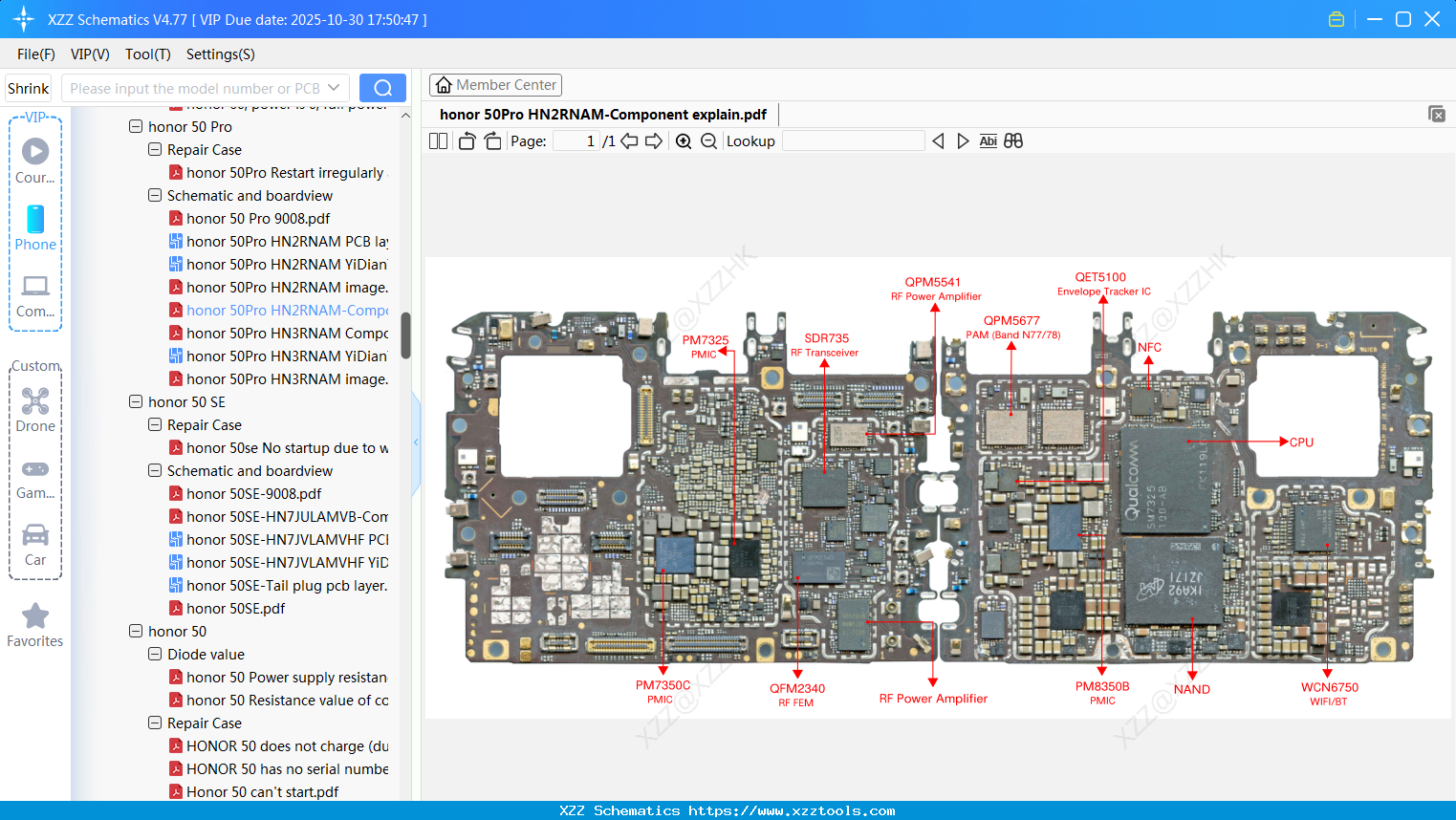 Honor 50Pro HN2RNAM-Component Explain